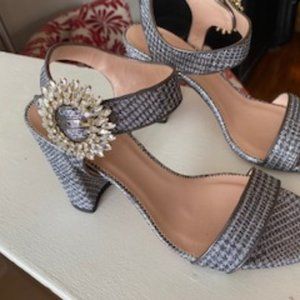 J. Crew Gray Heels with Embellished Buckle